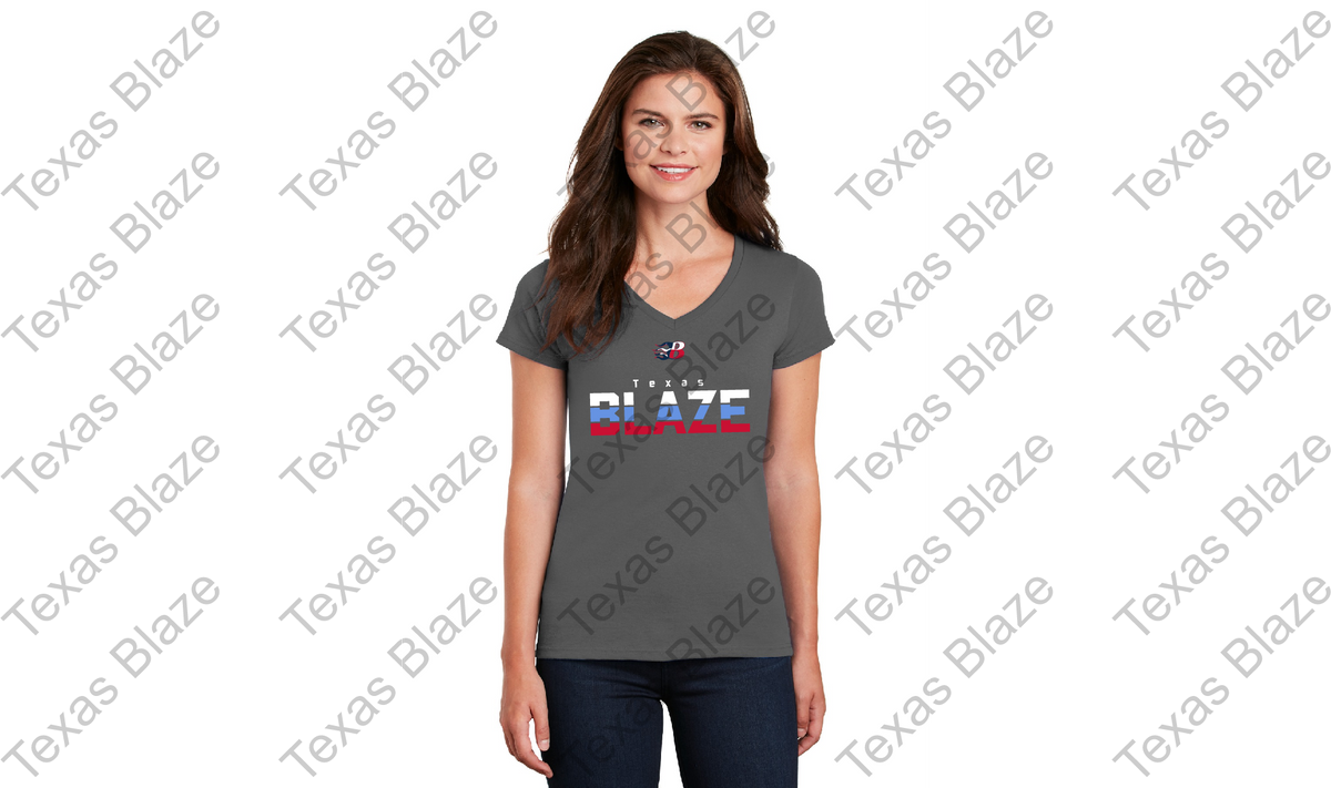 3 Color striped Womens dri fit V neck â Get Your Blaze On