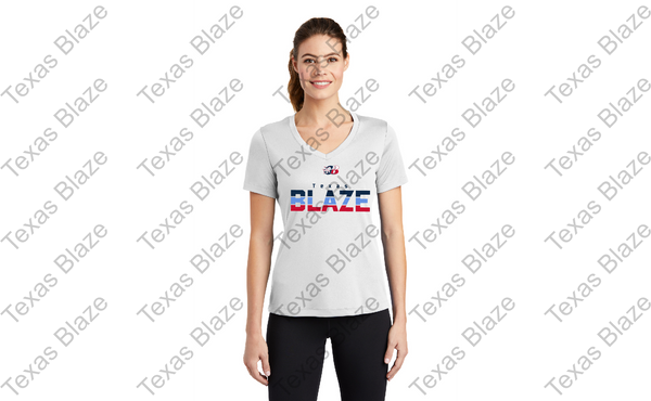 3 Color striped Womens dri fit V neck