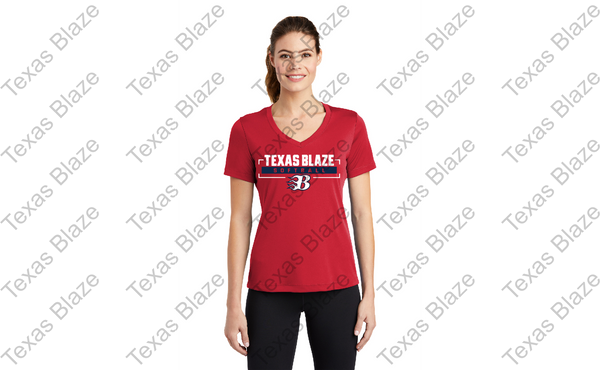 Blaze softball logo Womens v neck dri fit