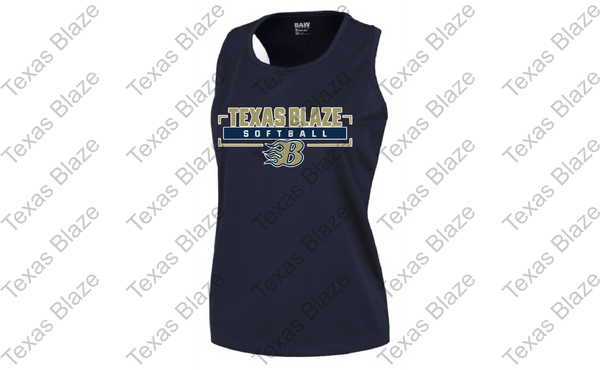 Gold Blaze Softball logo Ladies Muscle Tank