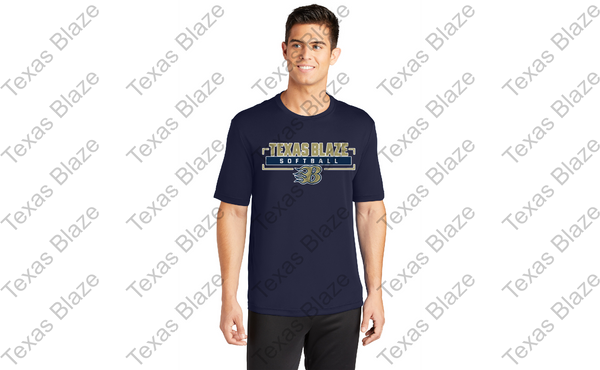 Gold Blaze Softball logo short sleeve dri fit