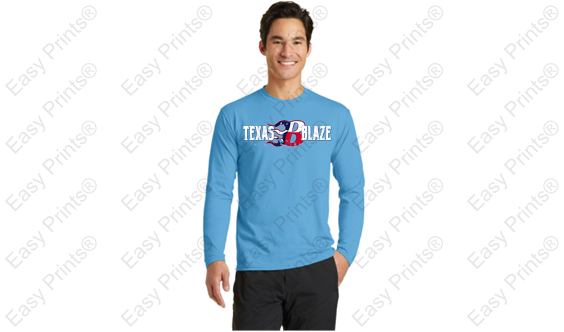 Texas Blaze Long Sleeve Dri Fit Shirt Adult and Youth