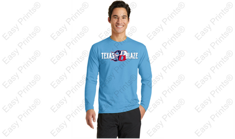 Texas Blaze Long Sleeve Dri Fit Shirt Adult and Youth