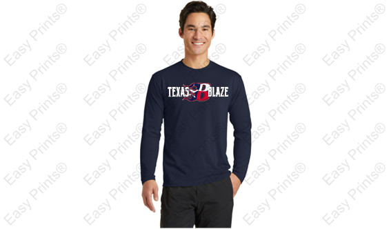 Texas Blaze Long Sleeve Dri Fit Shirt Adult and Youth