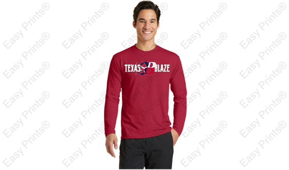 Texas Blaze Long Sleeve Dri Fit Shirt Adult and Youth