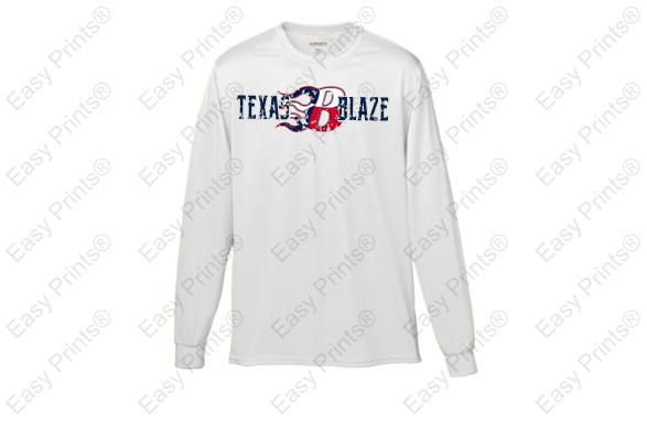 Texas Blaze Long Sleeve Dri Fit Shirt Adult and Youth